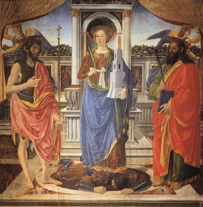 Cosimo Rosselli St.Barbara between SS.John the Baptist and Matthew oil painting picture
